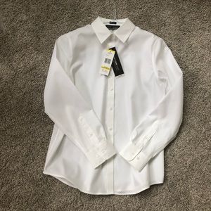 NWT Jones New York Signature non-iron womens white shirt size medium